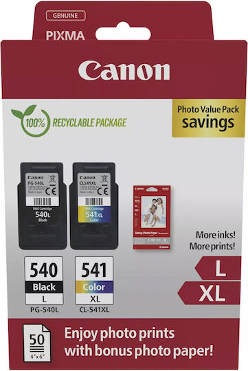 Canon Pg-540 L Cl-541 Xl Γνήσιο Photo Value Pack με 1 Μελάνι InkJet Μαύρο (5224B012)