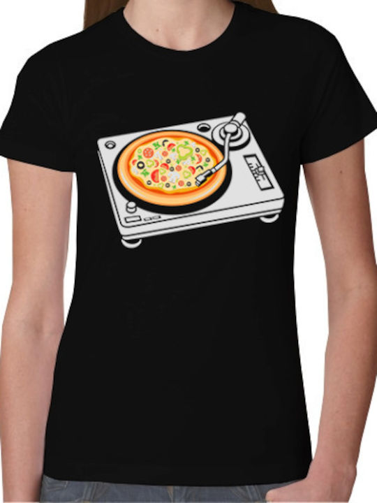 Pizza Femeiesc Tricou Negru