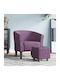 Sessel mit Fußhocker Purple 70x56x68cm