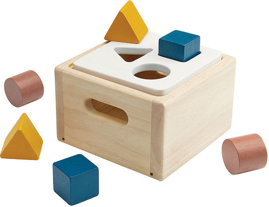 Plan Toys Играчка за сортиране на форми Кутия с геометрични форми от дърво