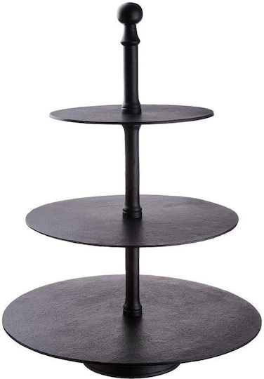 Butlers Sticlă Etajeră Neagră Ø50xY50cm L50xl50xH50cm 1buc