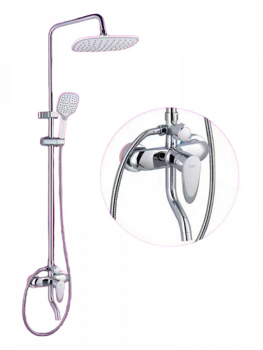 Shower Column with Mixer Silver