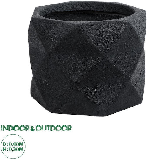 GloboStar Саксия Полиестер Черен Със стойка 40x40x30εκ.