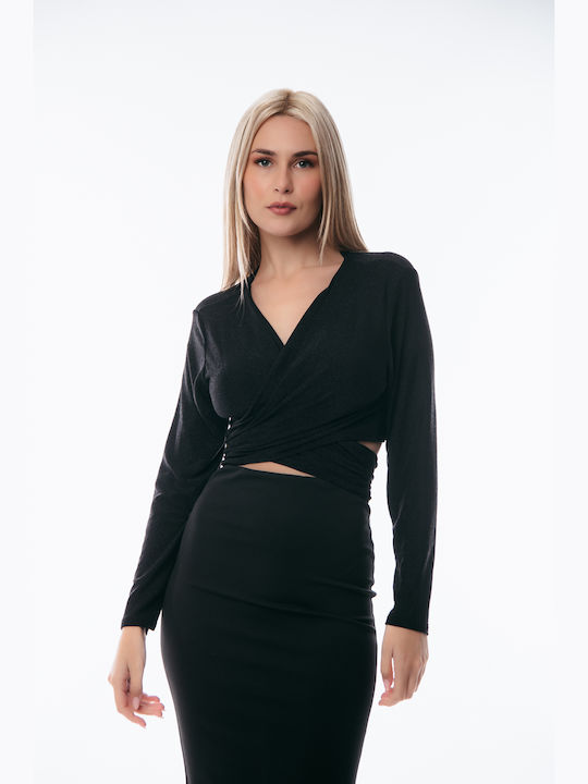 Dress Up Damen Bluse Langärmelig Black