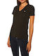 Tommy Hilfiger Women's Blouse Cotton Short Sleeve with V Neck Black.