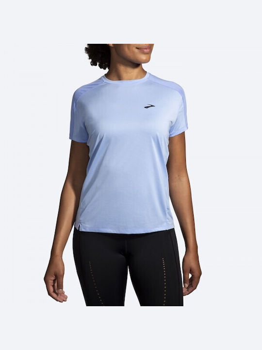 Brooks Sprint Women's Athletic Blouse Short Sleeve Fast Drying Blue