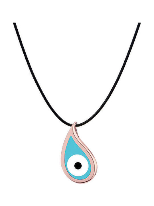 Very Gavello Matix Necklace Eye From 9 K Rose Gold Light Blue