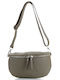 Damen-Ledertasche zum Umhängen Taupe / Cognac
