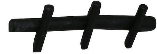 Next Wall Hanger Tribecca Wooden 3 Hooks Black 35x12x12cm
