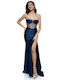 RichgirlBoudoir Mini Dress with Slit Blue