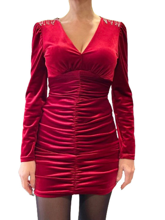 Peccato Mini Evening Dress Velvet Red