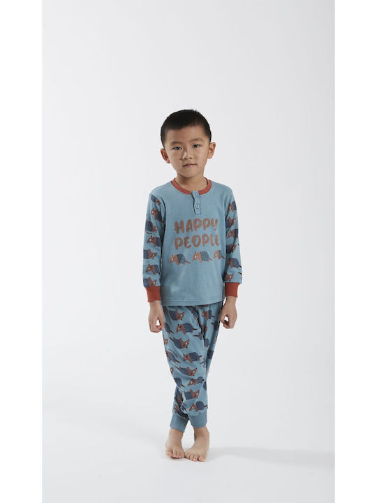 Happy People Kids Pajamas Turquoise