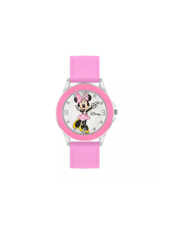 Disney Kids Analog Watch with Rubber/Plastic Strap Pink