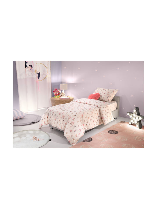 Saint Clair Set Kids Duvet Cover Single with Pillowcase Cotton Pink 160x220cm