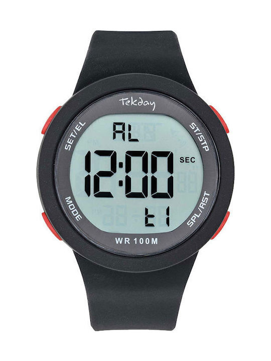 Tekday Digital Men's Watch Chronograph Battery with Black Rubber Strap