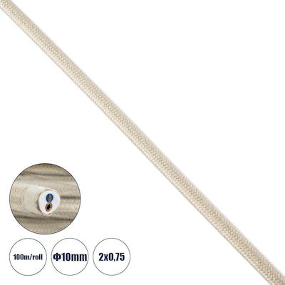 GloboStar Fabric Cable 2x0.75mm² Bej 77627