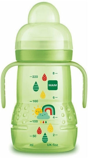 Mam Trainer+ Εκπαιδευτικό Μπιμπερό Σιλικόνης με Λαβές Green Rainbow για 4m+ 220ml