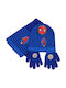 Gift-Me Kids Beanie Set with Scarf & Gloves Knitted Blue