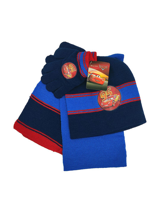 Gift-Me Kids Beanie Set with Scarf & Gloves Knitted Blue