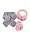 Bode Kids Beanie Set with Scarf & Gloves Pink