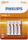 Philips LongLife Μπαταρίες Zinc AAA 1.5V 4τμχ