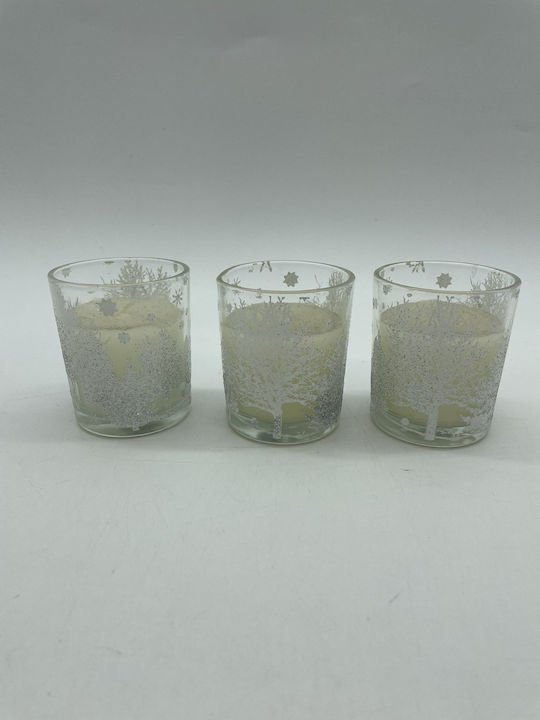 blokker Christmas Glass White Candle 6.5x5.5cm 3pcs