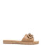 Leather Women's Flat Sandals in Brown Color