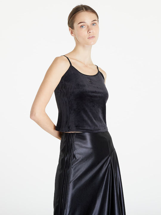 Adidas Women's Blouse Velvet Sleeveless Black