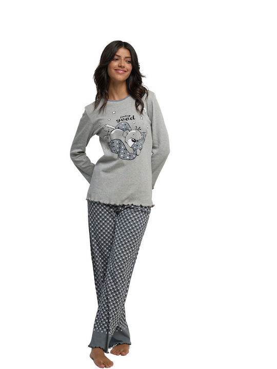 Miss Rodi De iarnă Set Pijamale pentru Femei De bumbac Gri