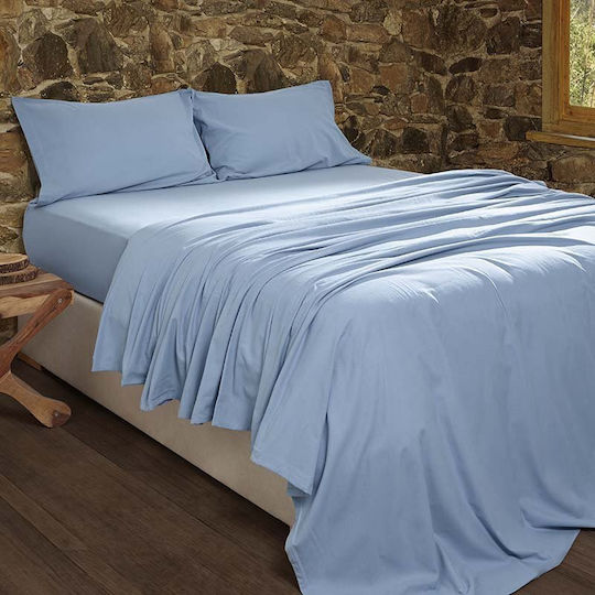 Peiraiki Patraiki Cearșaf Single Flanel 170x280cm. Dusk blue