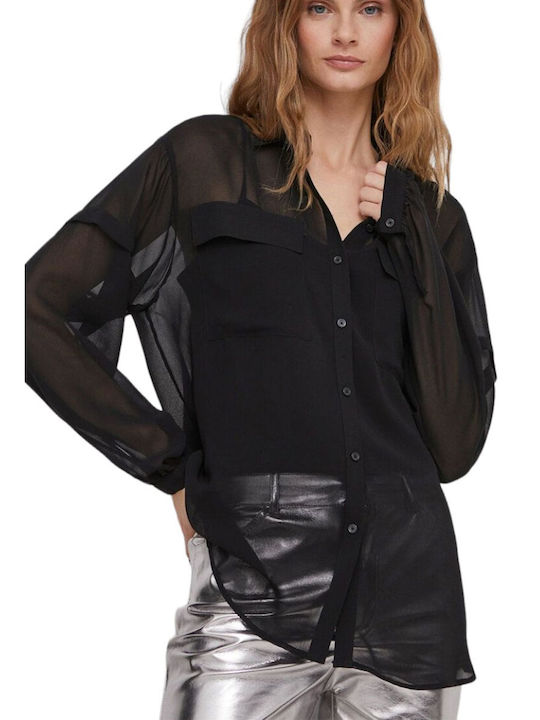 DKNY Women's Long Sleeve Shirt Black