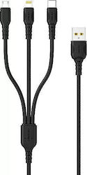 Denmen Denmen D05E USB към Lightning / Type-C / micro USB Multi-port кабел 1м