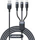 Joyroom S-1T3018A18 Braided Cablu USB la Lightning / Type-C / micro USB cu mai multe porturi 3.5A Negru 1.2m