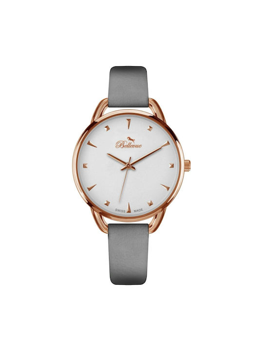 Bellevue Watch with White Leather Strap