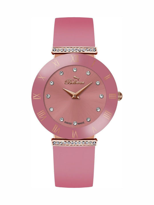 Bellevue Damen Uhr mit Rosa Lederarmband
