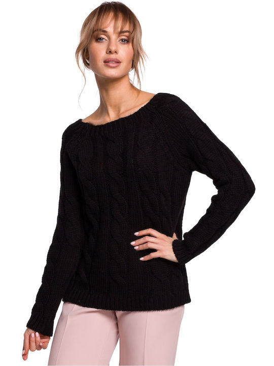 MOE Damen Langarm Pullover Schwarz