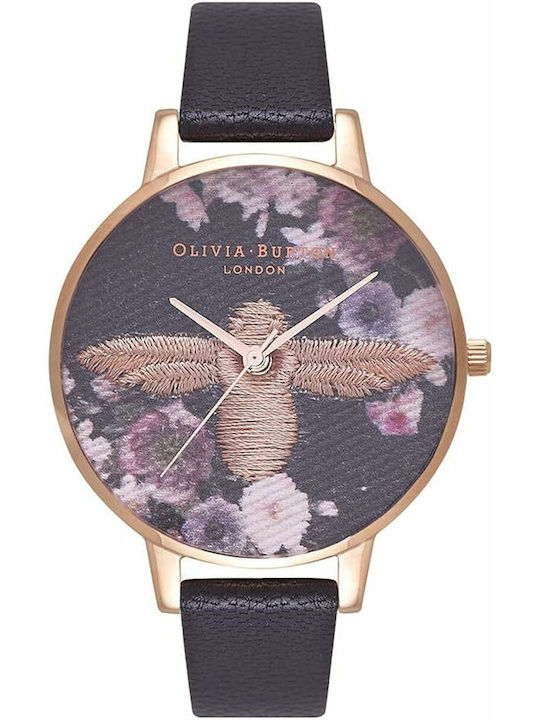 Olivia Burton Women's Watch with Black Leather Strap