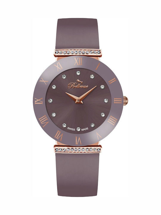 Bellevue Women's Watch with Purple Leather Strap