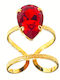 W'el Woman's Elegance W'el Woman's Elegance Damenring mit Steinen Träne Rotes Vergoldet
