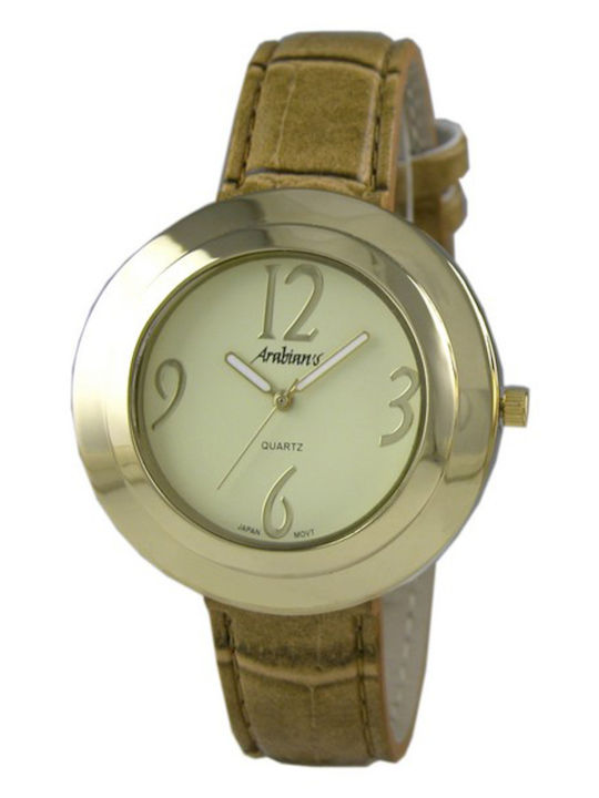 Arabians Γυναικείο Ρολόι 43mm Μπαταρίας με Καφέ Δερμάτινο Λουράκι