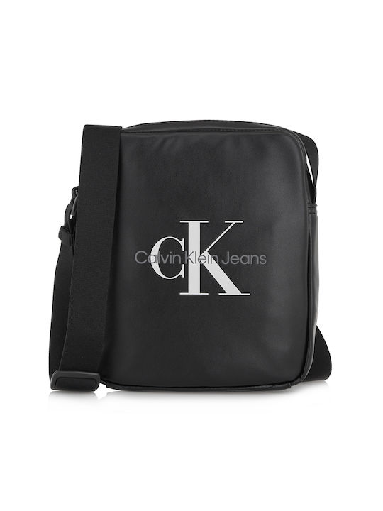 Calvin Klein Pungă din piele Geantă pentru bărbați Umăr / Crossbody Neagră