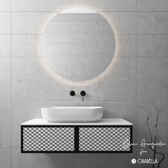 Orabella 100 Πάγκος με Νιπτήρα Μ100xΒ45xΥ25cm Μαύρο/Ροζ Χρυσό