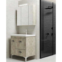 Chrisart Blat cu Lavoar & Oglindă L80xW49xH69cm...