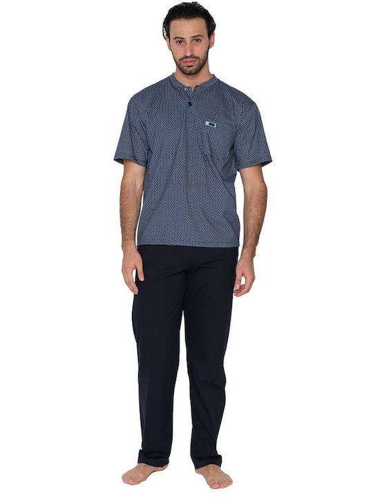 Rafael Men's Summer Pajama Blouse blue-navy