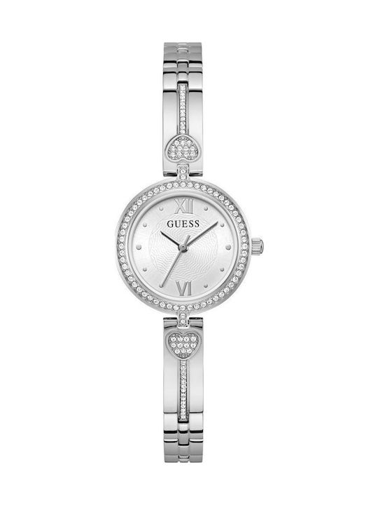 Guess Γυναικείο Ρολόι 27mm Μπαταρίας με Ασημί Μ...