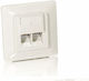 Equip Διπλή Πρίζα Δικτύου RJ45 με Πλαίσιο Τύπου Cat5 σε Λευκό Χρώμα 125722