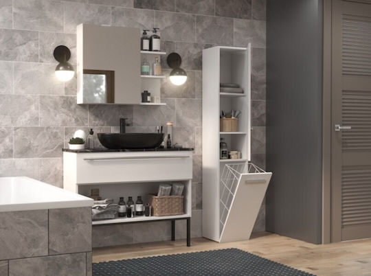 Topeshop Nel Badezimmersäule Boden H31xB30xH174cm Weiß