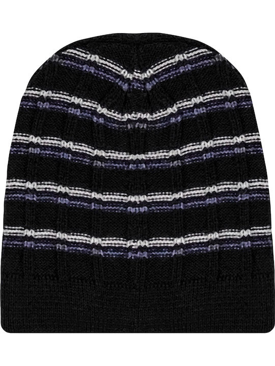 Beanie Ανδρικός Σκούφος Πλεκτός Μαύρο/Μωβ