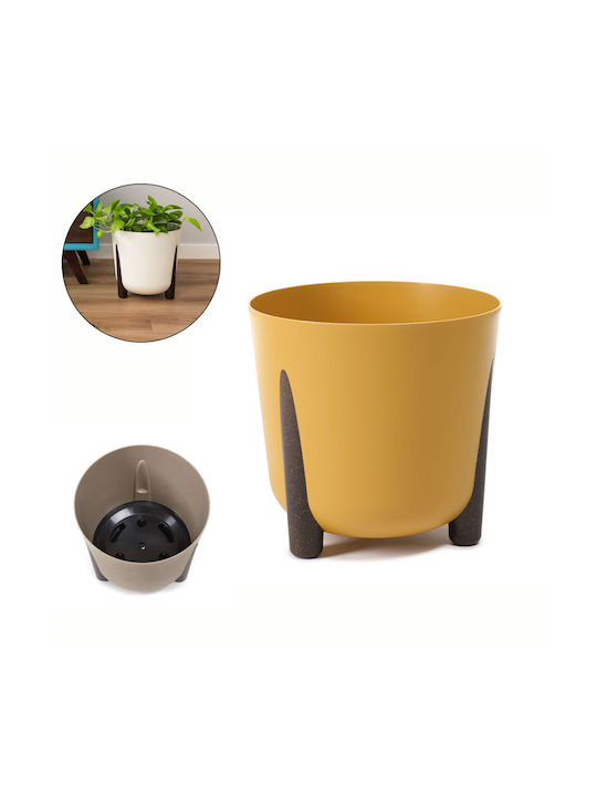 Lamela Frida Pot Plastic Mustardwood 26x26cm.