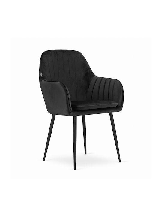 Lugo Kitchen Velvet Chair Black 57.5x56.5x86.5cm